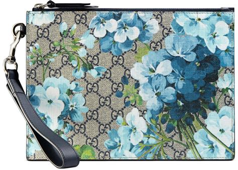 gucci blooms blue pouch|Gucci Pouch Blue Blooms Beige/Ebony .